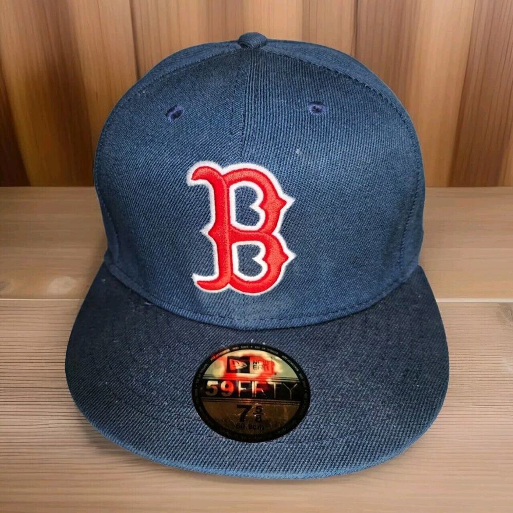 New MLB Boston Red Sox Fitted Baseball Cap w/Red "B" Logo Men's Size 7 5/8 NWT